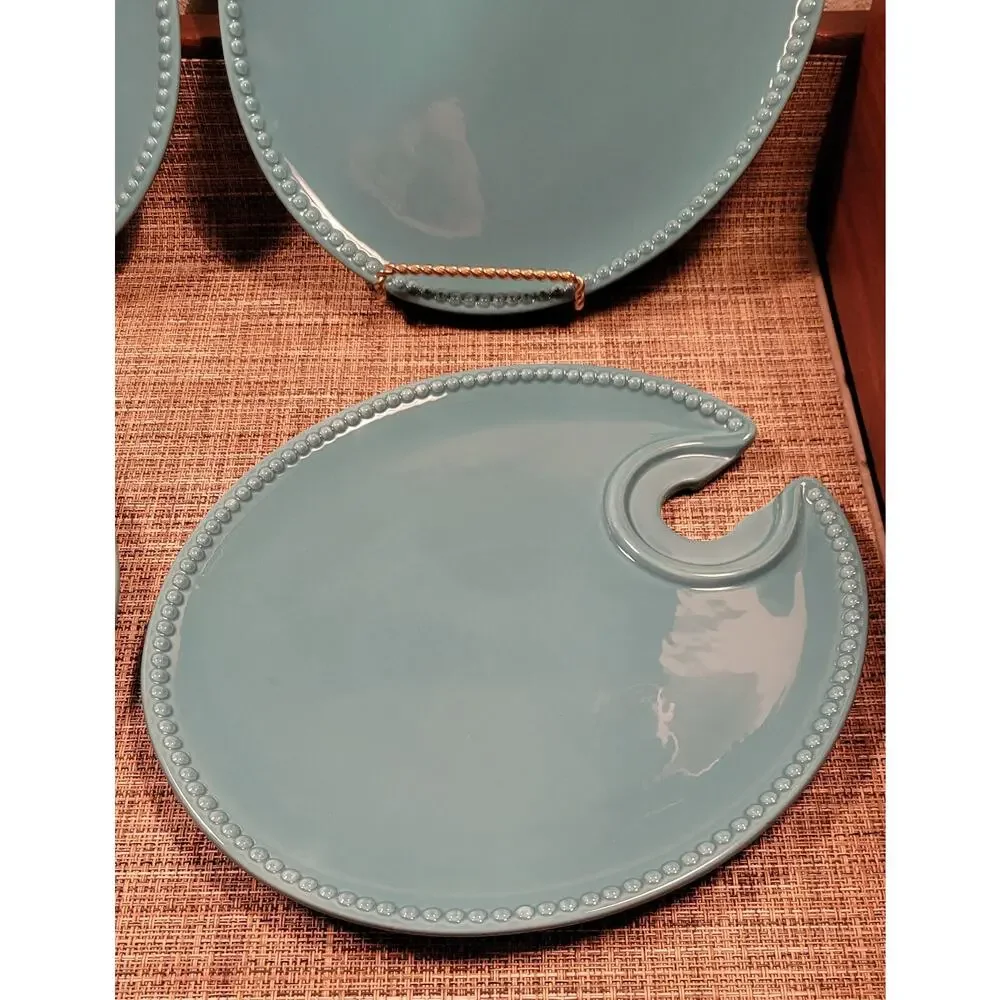 Pavillion Aqua Snack Plates Set Of 4, A Princess House Exclusive